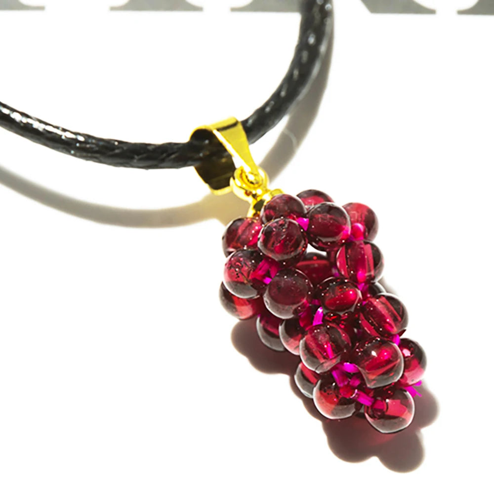Natural Garnet Grape Pendant Women's Necklace