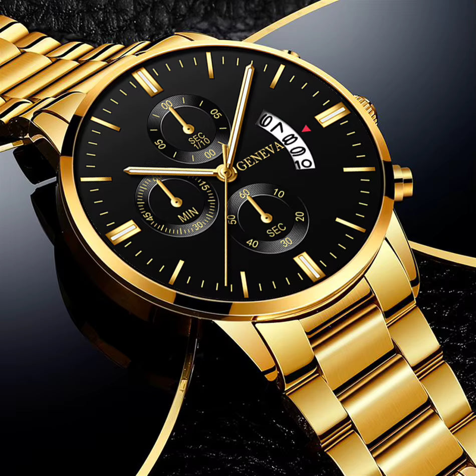 Men's Luxury Stainless Steel Calendar Quartz Watch Fashion Men's Business