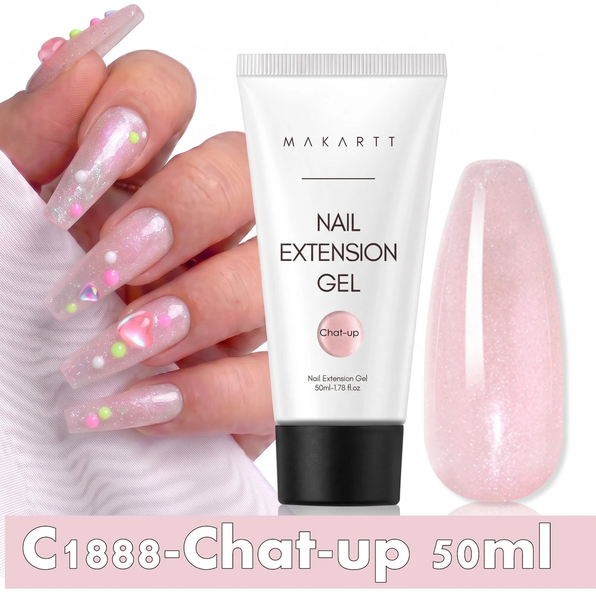 Makartt HEMA-Free Poly Nail Extension Gel 50ml, Hybrid Acrygel Builder Multi-Color, Long-Lasting French Manicure DIY Nail Art