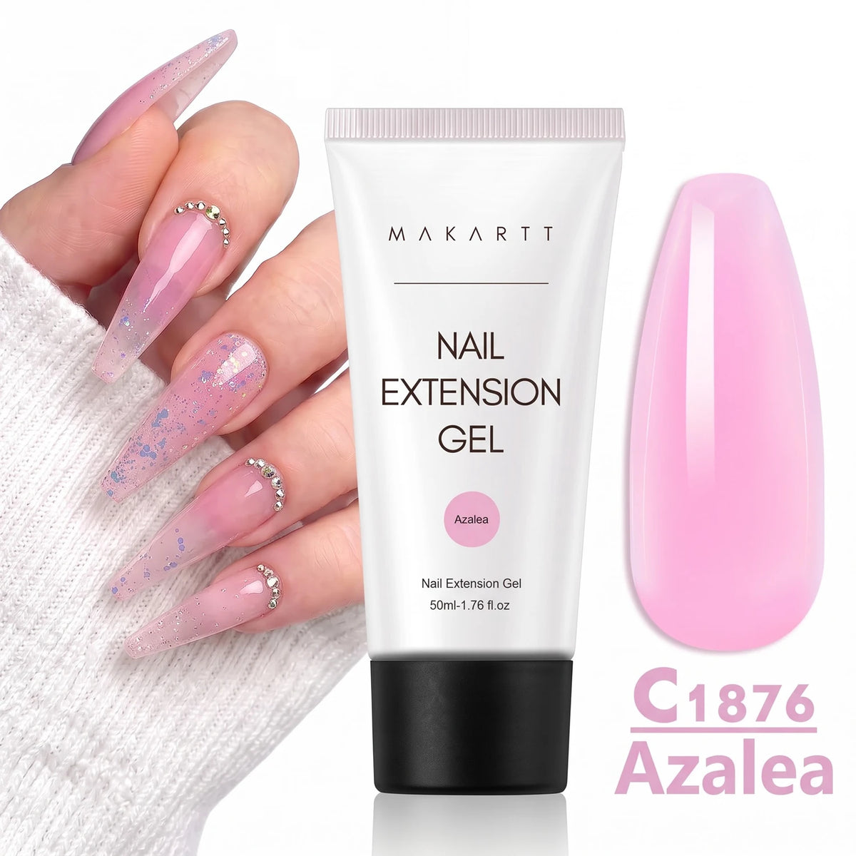 Makartt HEMA-Free Poly Nail Extension Gel 50ml, Hybrid Acrygel Builder Multi-Color, Long-Lasting French Manicure DIY Nail Art