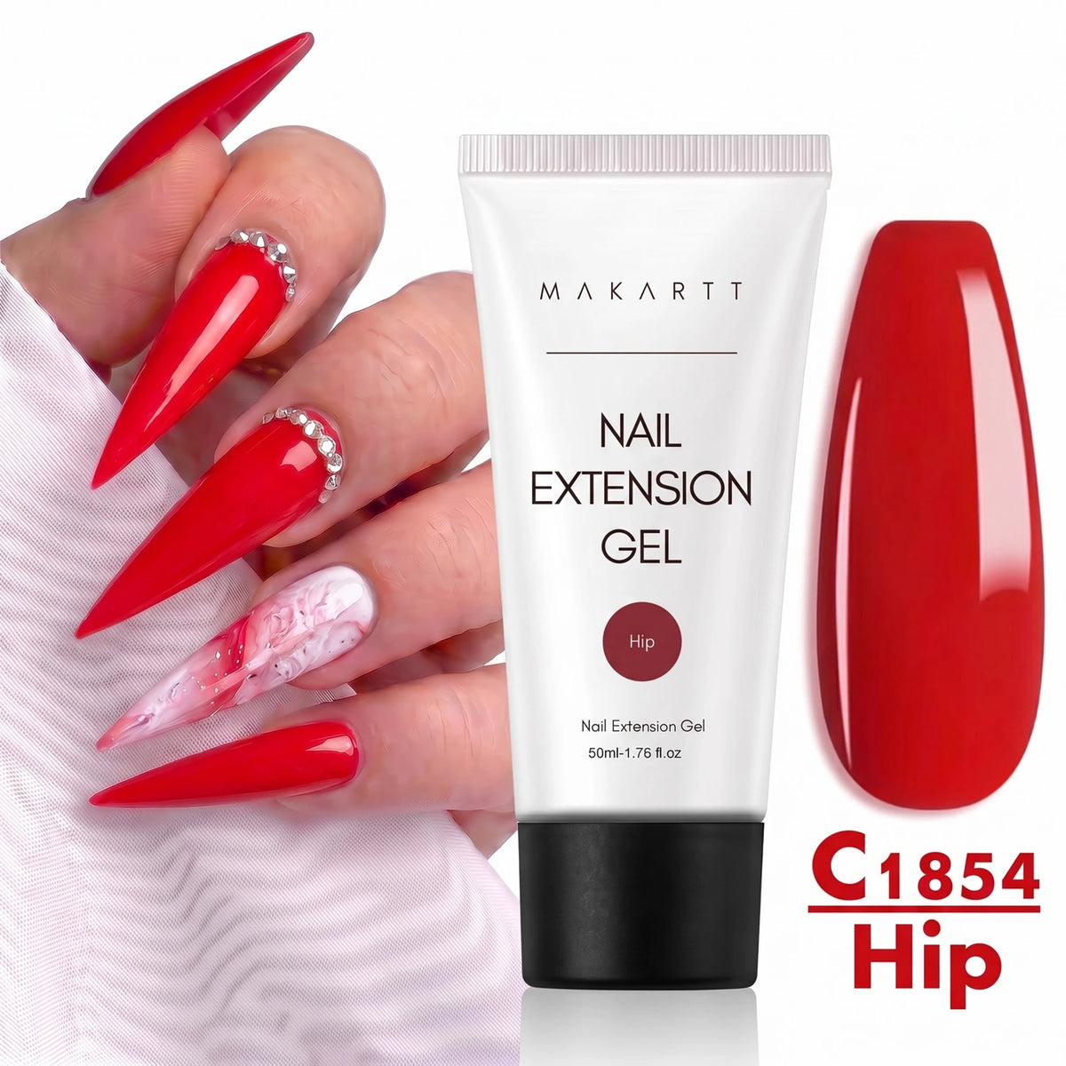 Makartt HEMA-Free Poly Nail Extension Gel 50ml, Hybrid Acrygel Builder Multi-Color, Long-Lasting French Manicure DIY Nail Art