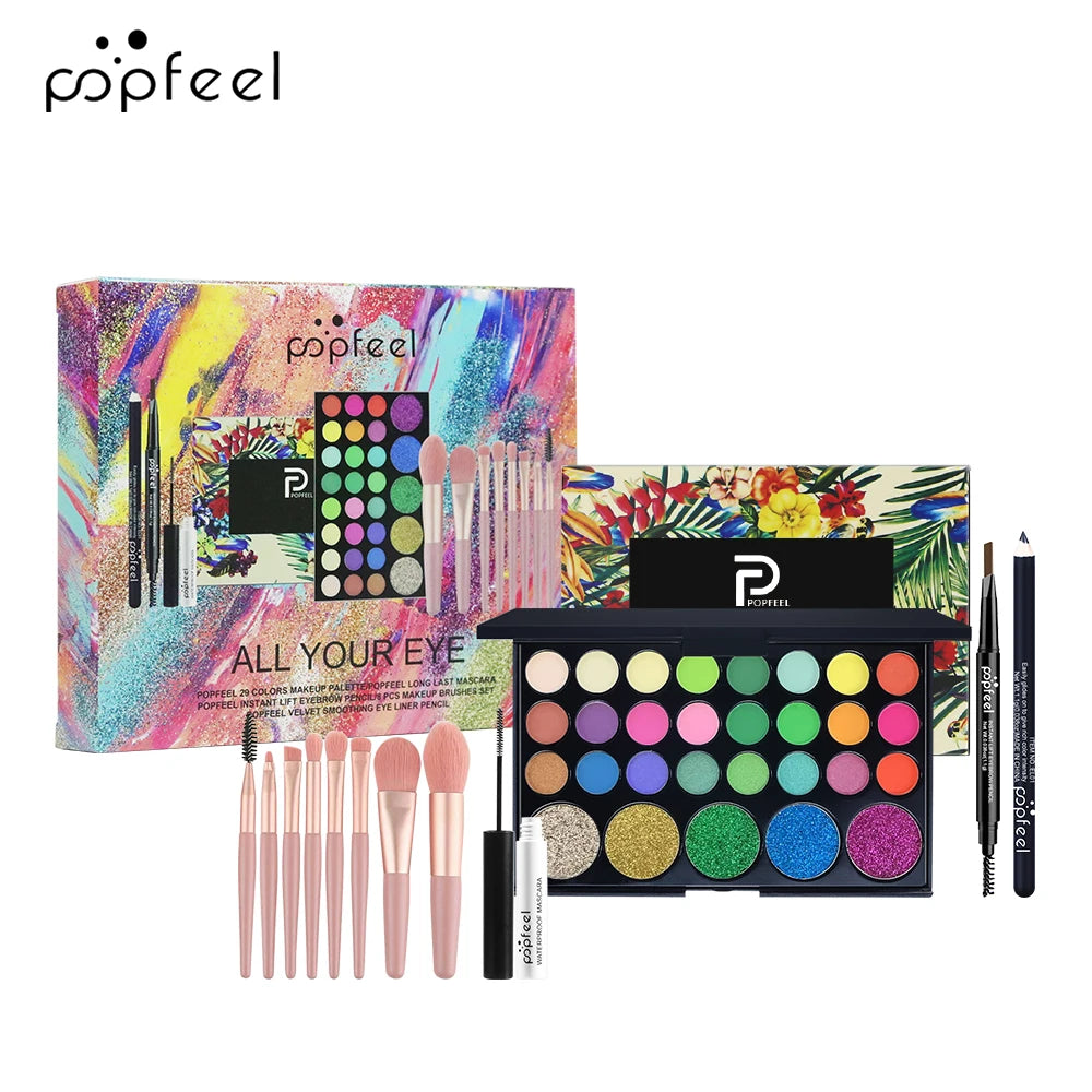 POPFEEL Eye Makeup Kit, Featuring a 40-Color Eyeshadow Palette and Eyebrow Pens. Perfect for Beginners and as a Thoughtful Gift