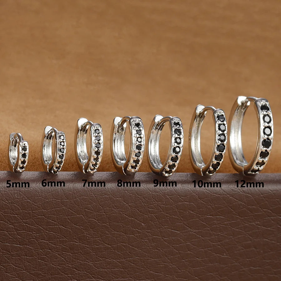 1Pair Stainless Steel Huggie Minimal Hoop Earrings Little Crystal Zirconia Thin Helix Tragus Cartilage Earrings Piercing Jewelry