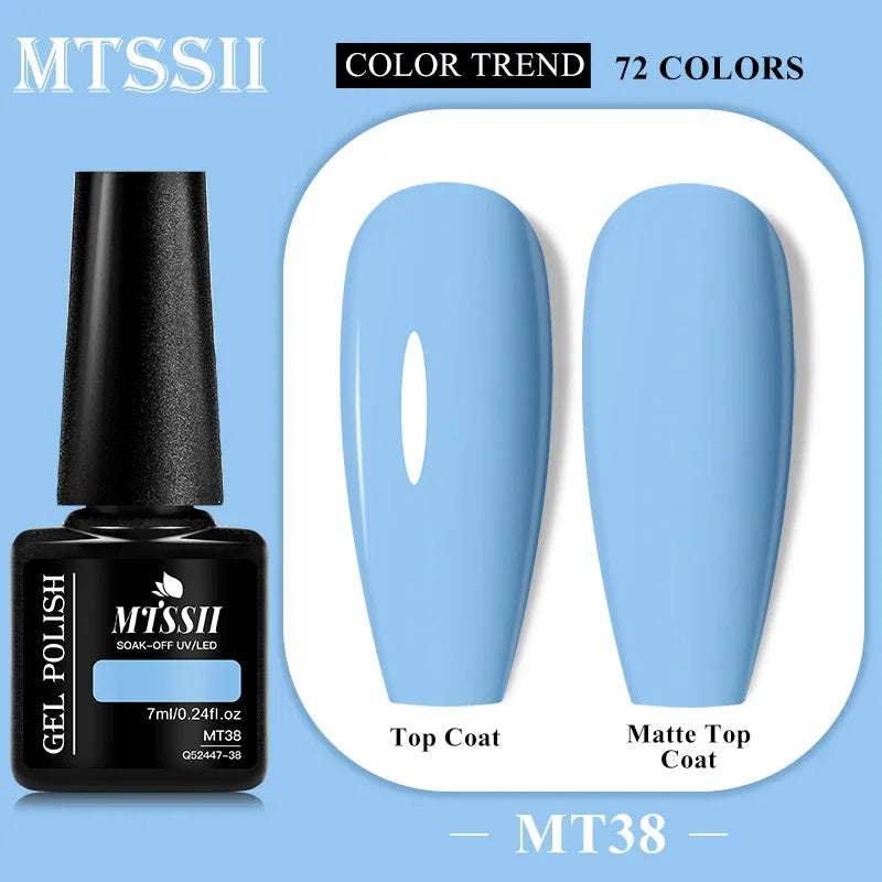 MTSSII 72 Colors 7ml Colorful Gel Nail Polish Nail Supplies Semi Permanent Nail Art Manicure Soak Off LED UV Gel Nail Varnish