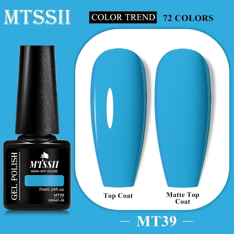 MTSSII 72 Colors 7ml Colorful Gel Nail Polish Nail Supplies Semi Permanent Nail Art Manicure Soak Off LED UV Gel Nail Varnish