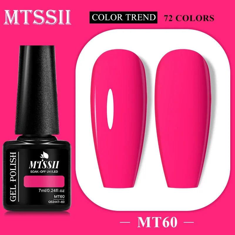 MTSSII 72 Colors 7ml Colorful Gel Nail Polish Nail Supplies Semi Permanent Nail Art Manicure Soak Off LED UV Gel Nail Varnish