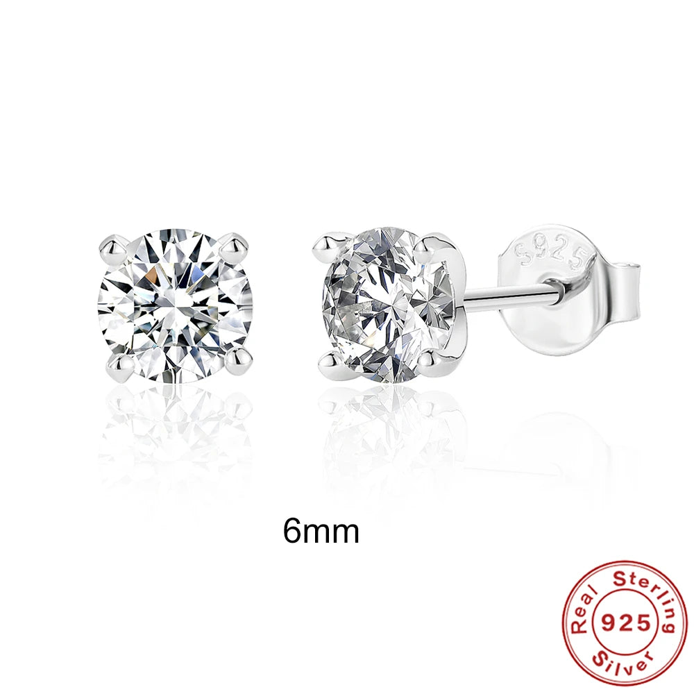 CANNER 0.5-1.2 Carat D Color Moissanite Ear Stud Earrings For Women 925 Sterling Silver Sparkling Piercing Earring Fine Jewelry