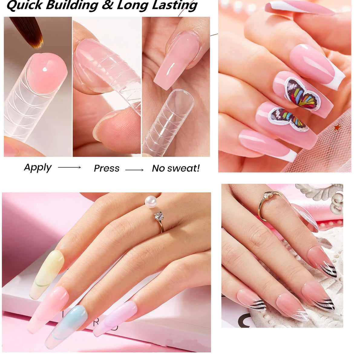 Makartt HEMA-Free Poly Nail Extension Gel 50ml, Hybrid Acrygel Builder Multi-Color, Long-Lasting French Manicure DIY Nail Art
