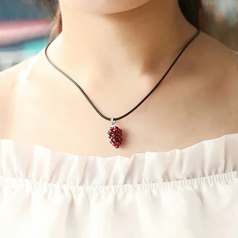 Natural Garnet Grape Pendant Women's Necklace