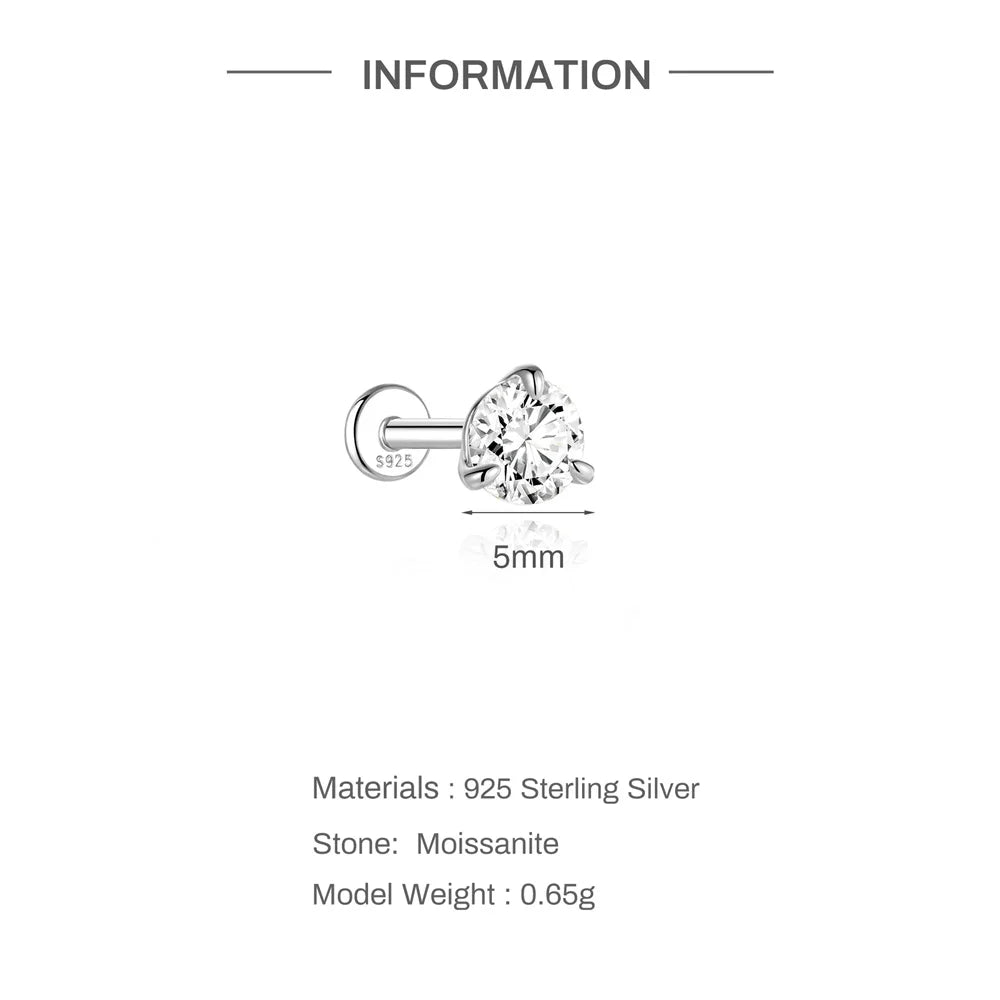 CANNER 0.5-1.2 Carat D Color Moissanite Ear Stud Earrings For Women 925 Sterling Silver Sparkling Piercing Earring Fine Jewelry