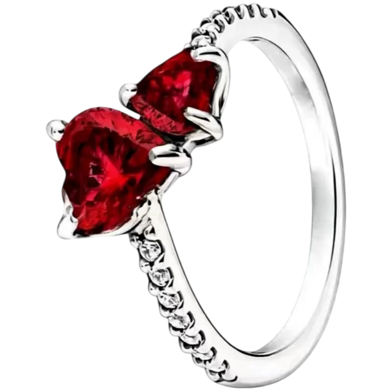 2025 New 925 Silver Red Pink, Purple,green Heart-shaped Rings Are Suitable For Delicate For Women At Wedding Parties Jewelry