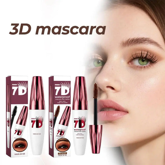 7D Volume Mascara 5ml Waterproof Smudge Proof Dark Brown Black Long Lasting Sweatproof Eye Makeup Clump Free Maskara