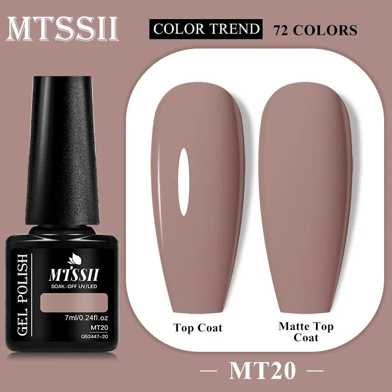 MTSSII 72 Colors 7ml Colorful Gel Nail Polish Nail Supplies Semi Permanent Nail Art Manicure Soak Off LED UV Gel Nail Varnish