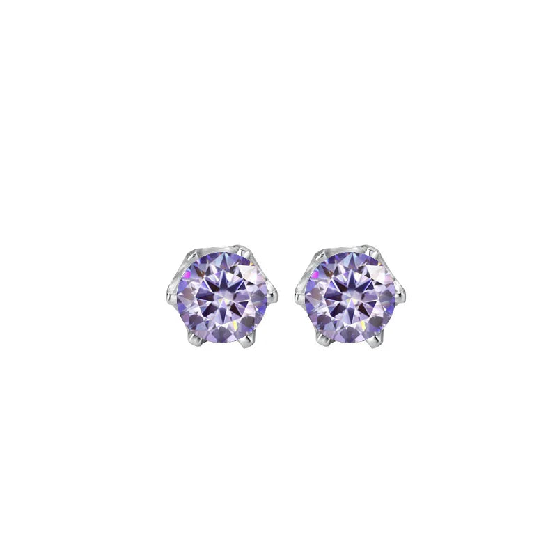 TY 0.3-2CT Moissanite Earrings 925 Sterling Silver Round Cut Stud Earrings Piercing Earrings for Men and Women Fine Jewelry