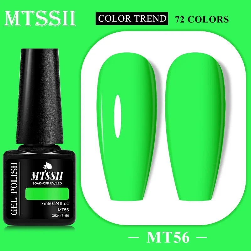MTSSII 72 Colors 7ml Colorful Gel Nail Polish Nail Supplies Semi Permanent Nail Art Manicure Soak Off LED UV Gel Nail Varnish