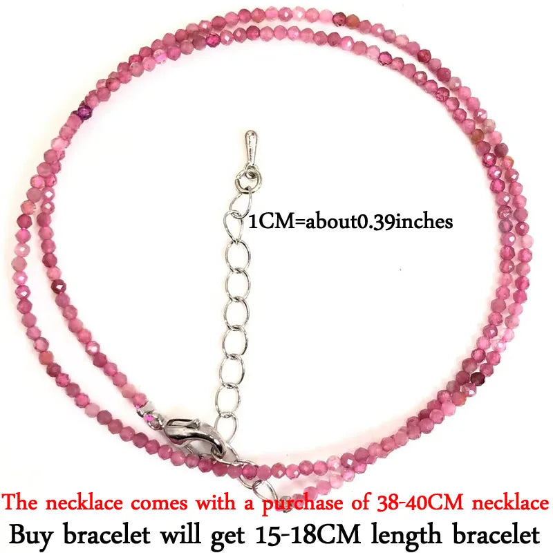 Small Natural Stone Bead Necklace Bracelet for Women, Zircon Tourmaline Pearl Necklace with, Reki Clavicle Chain, Choker, 2-3mm