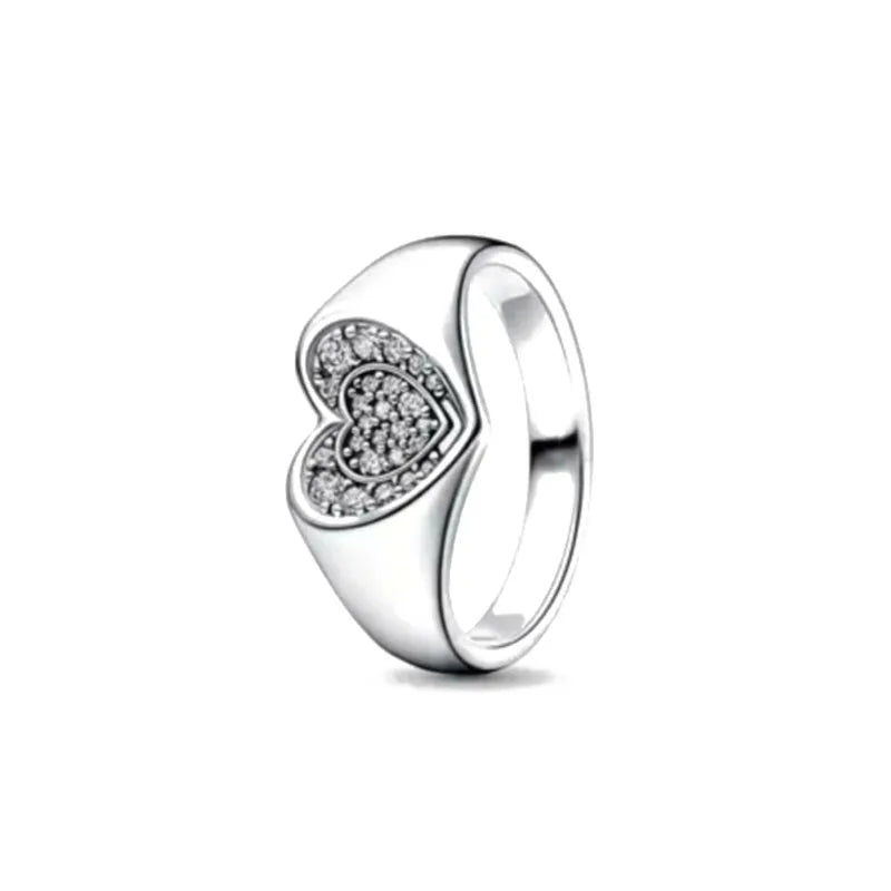 New 925 Silver Heart-Shaped,Floral,Square Ring Suitable for Exquisite High-Quality Jewelry for Women at Wedding Parties