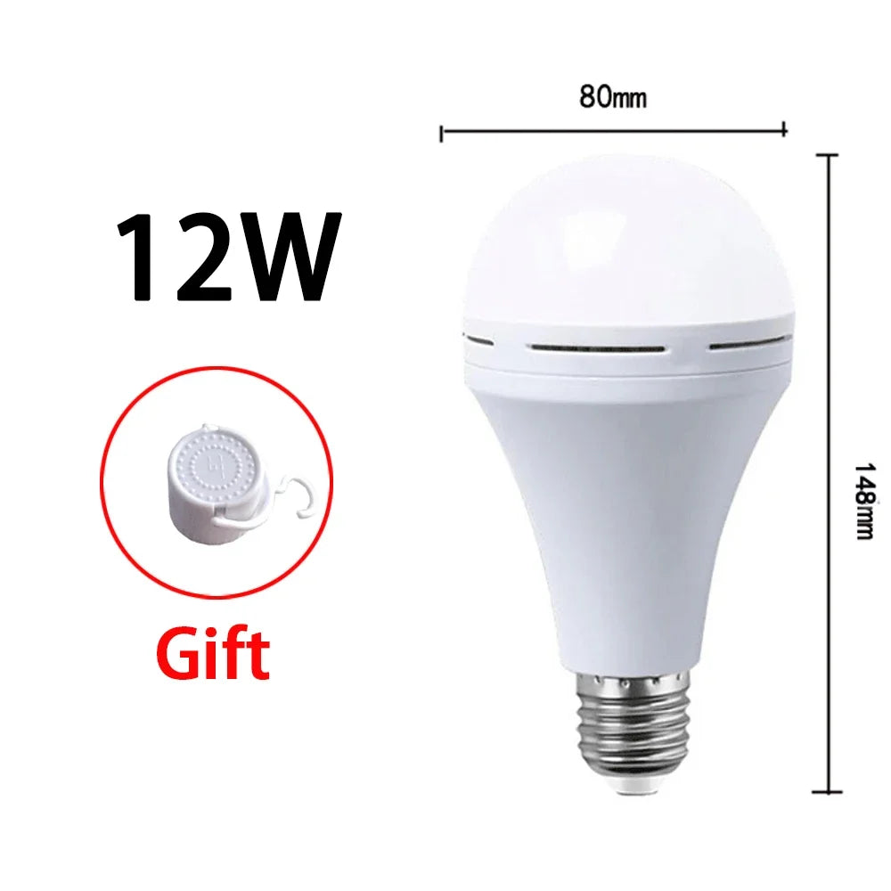 E27 Emergency LED Lamp Bulbs 7W 9W 12W 15W Rechargeable High Brightness Light Bulb Outdoor Camping Fishing Portable Lamps