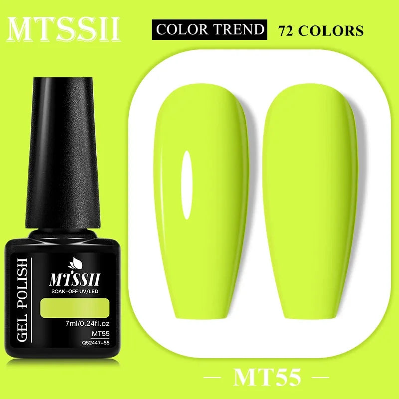 MTSSII 72 Colors 7ml Colorful Gel Nail Polish Nail Supplies Semi Permanent Nail Art Manicure Soak Off LED UV Gel Nail Varnish