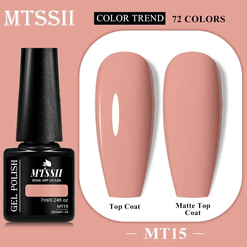 MTSSII 72 Colors 7ml Colorful Gel Nail Polish Nail Supplies Semi Permanent Nail Art Manicure Soak Off LED UV Gel Nail Varnish