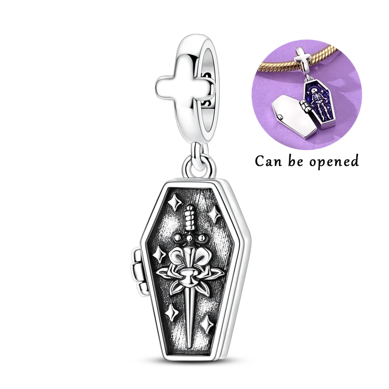 2026 Halloween Skull Charms Bead 925 Sterling Silver Sparkling Zircon Pumpkin Head Dangle Fit Bracelet DIY Jewelry Holiday Gift