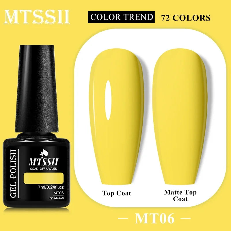 MTSSII 72 Colors 7ml Colorful Gel Nail Polish Nail Supplies Semi Permanent Nail Art Manicure Soak Off LED UV Gel Nail Varnish