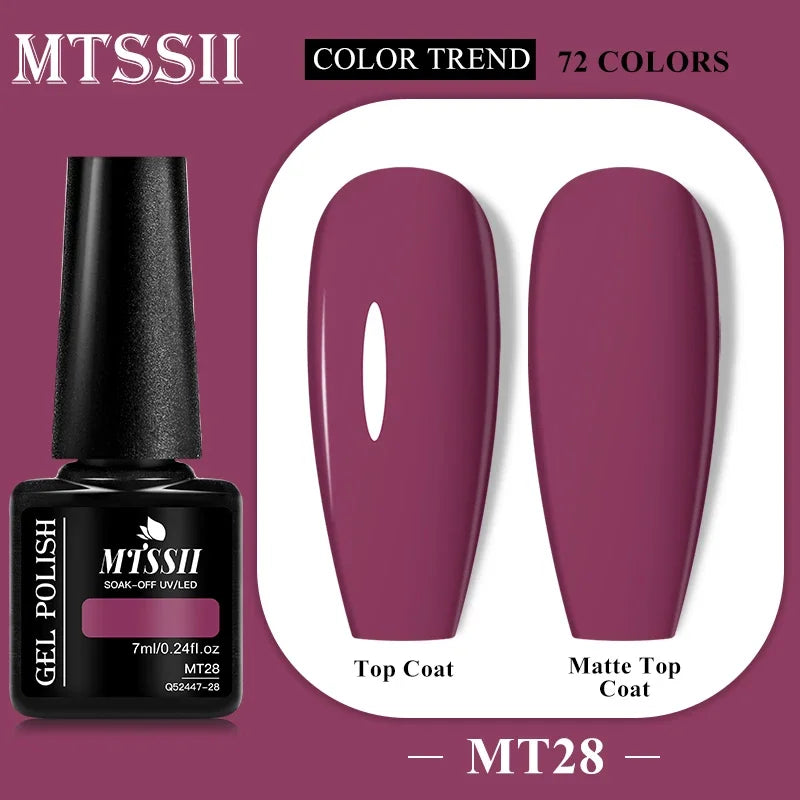 MTSSII 72 Colors 7ml Colorful Gel Nail Polish Nail Supplies Semi Permanent Nail Art Manicure Soak Off LED UV Gel Nail Varnish