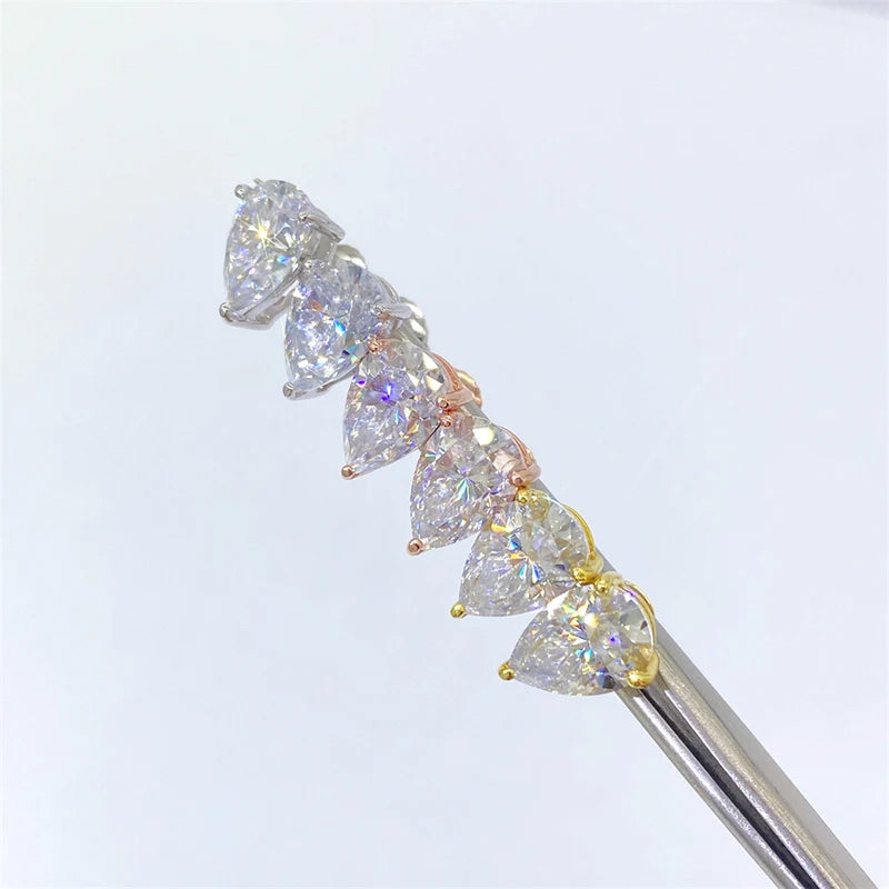 Certified 0.5-2ct Pear Cut Moissanite Earrings D Color VVS1 925 Silver Women's Party Jewelry Gifts