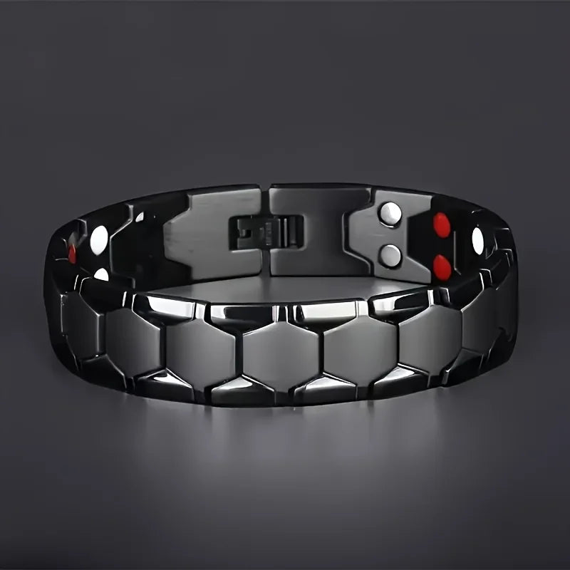 1pc men's magnetic titanium alloy bracelet - Ideal Father's Day gift, detachable hexagonal wide magnetic bead bracelet