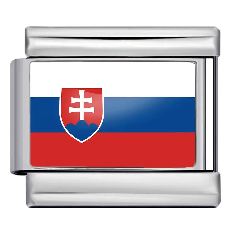 2025 New Classic World National Flags Italian Charm Link Fit 9mm Fashion Bracelet Stainless Steel for Women Men Jewelry DIY Gift