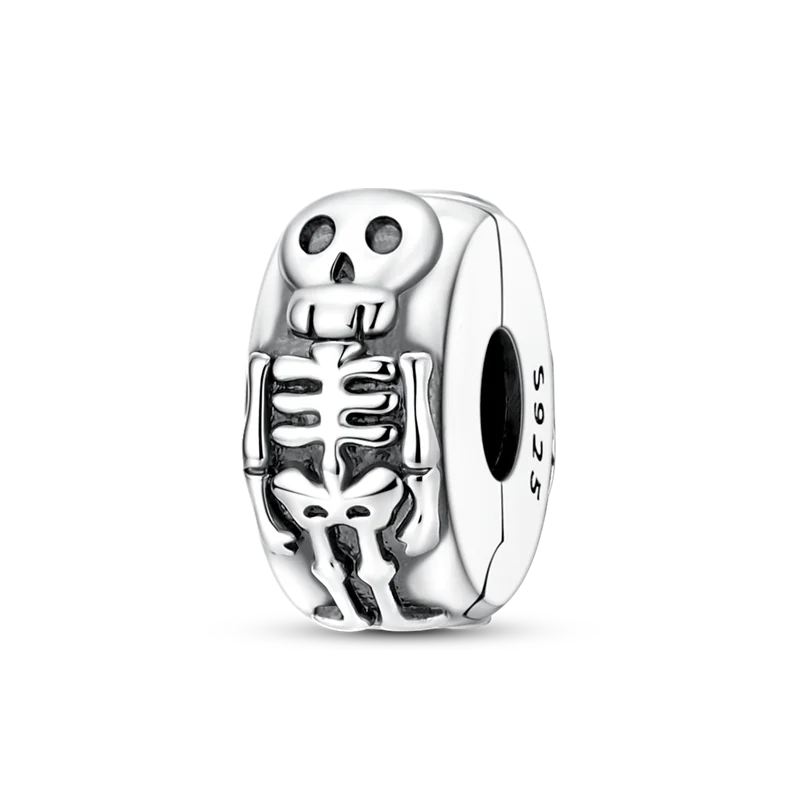2026 Halloween Skull Charms Bead 925 Sterling Silver Sparkling Zircon Pumpkin Head Dangle Fit Bracelet DIY Jewelry Holiday Gift