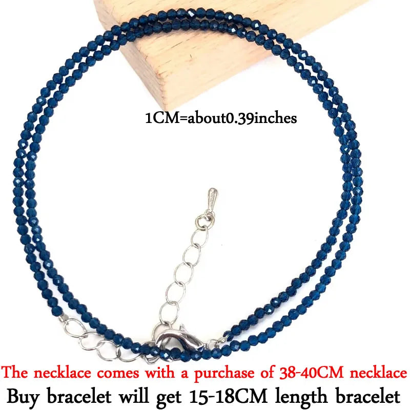 Small Natural Stone Bead Necklace Bracelet for Women, Zircon Tourmaline Pearl Necklace with, Reki Clavicle Chain, Choker, 2-3mm