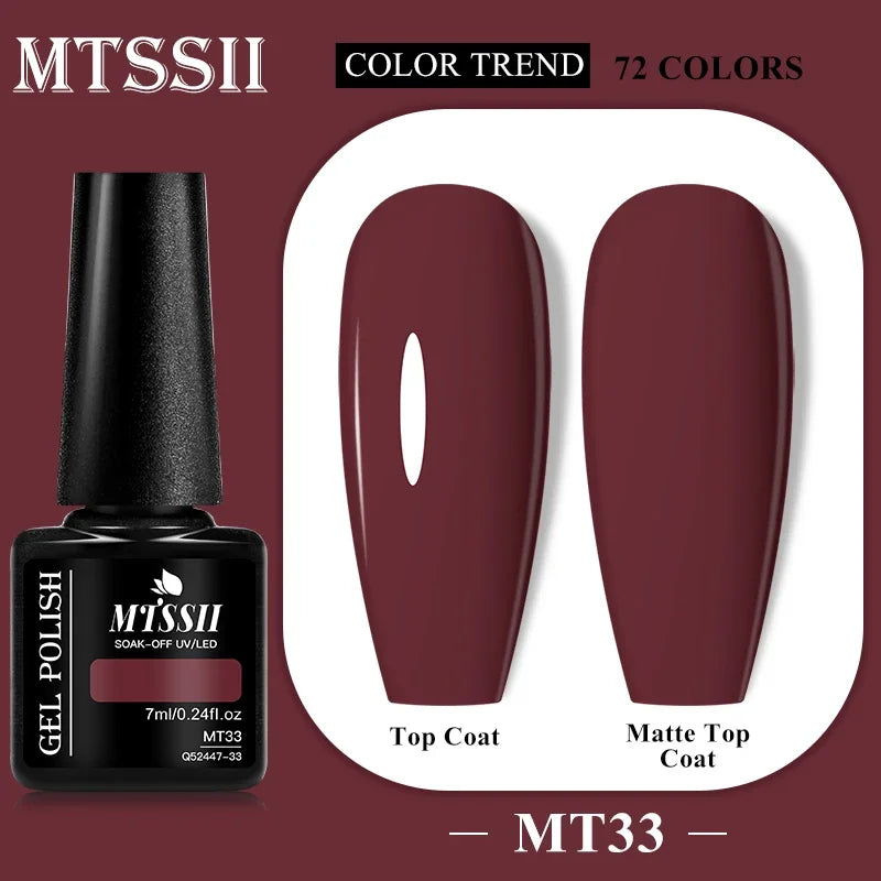 MTSSII 72 Colors 7ml Colorful Gel Nail Polish Nail Supplies Semi Permanent Nail Art Manicure Soak Off LED UV Gel Nail Varnish