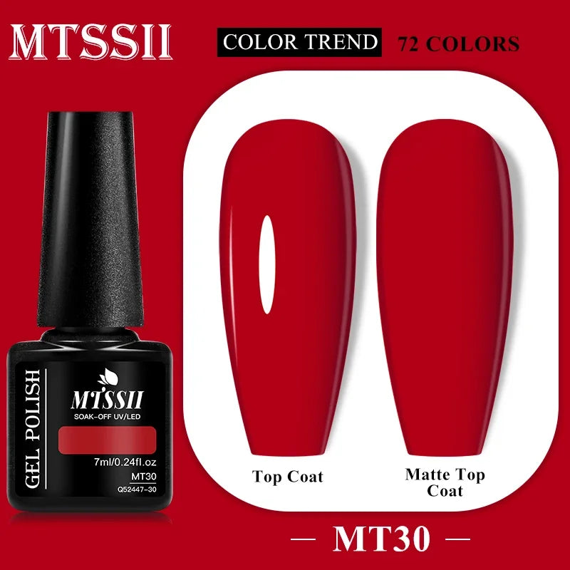 MTSSII 72 Colors 7ml Colorful Gel Nail Polish Nail Supplies Semi Permanent Nail Art Manicure Soak Off LED UV Gel Nail Varnish