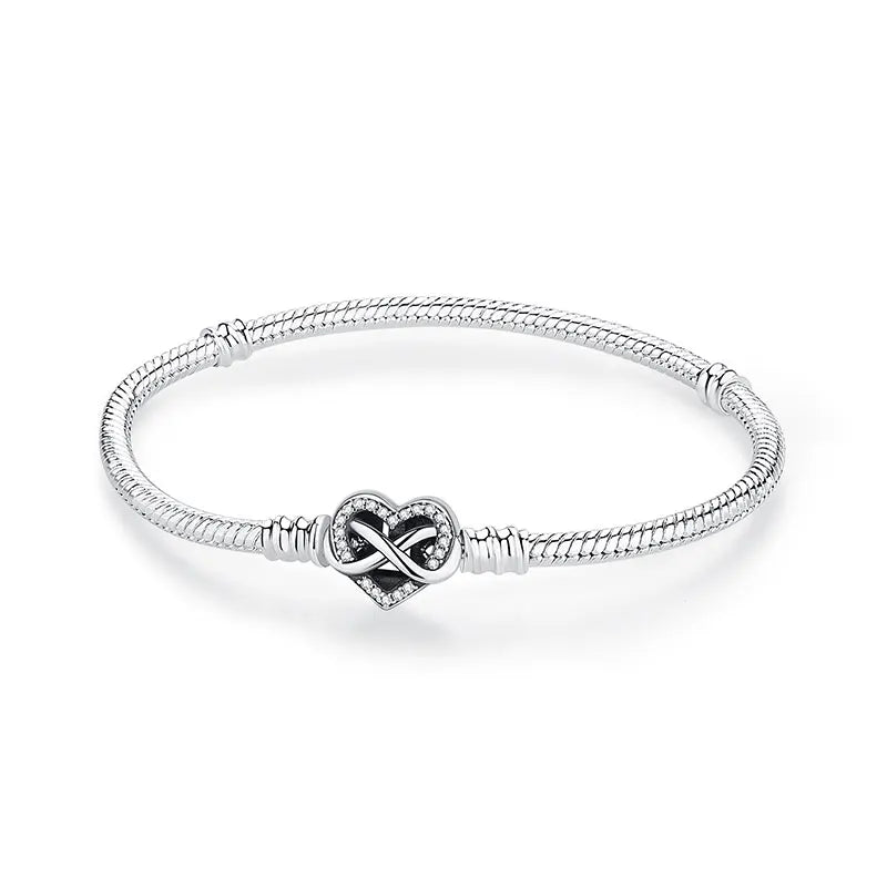 925 Sterling Silver Bracelets Bangles Original Love Heart Clasp Charms Beads Snake Chain Luxury DIY Jewelry For Women Gift