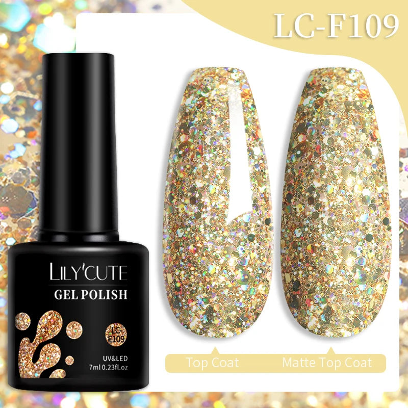 LILYCUTE 129 Colors 7ML Nail Gel Polish Nail Supplies Vernis Semi Permanent Nail Art Manicure Soak Off LED UV Gel Nail Varnishes