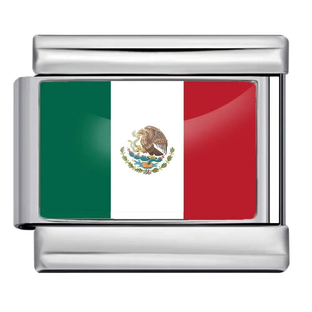 2025 New Classic World National Flags Italian Charm Link Fit 9mm Fashion Bracelet Stainless Steel for Women Men Jewelry DIY Gift