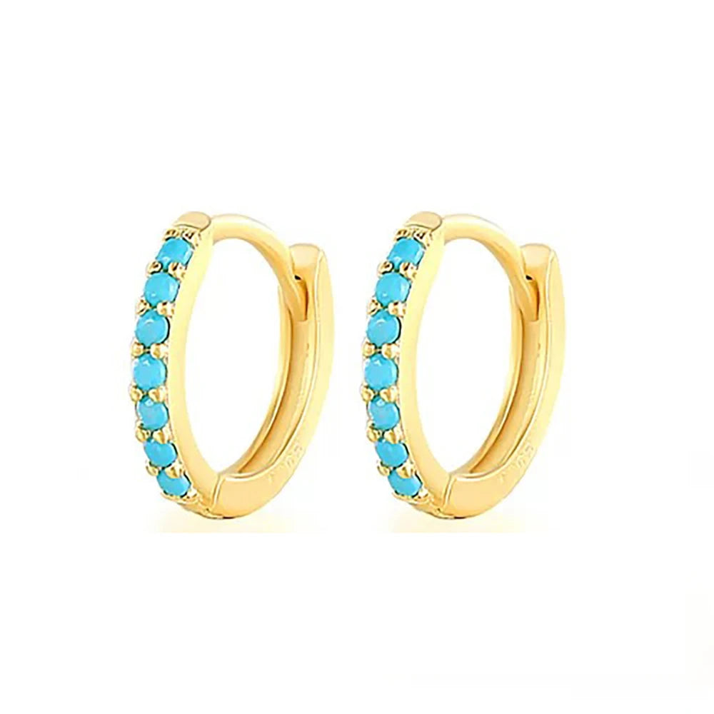 2Pcs Rainbow Little Huggies Stainless Steel Hoop Earrings Tiny Rings