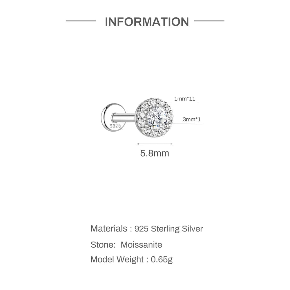 CANNER 0.5-1.2 Carat D Color Moissanite Ear Stud Earrings For Women 925 Sterling Silver Sparkling Piercing Earring Fine Jewelry
