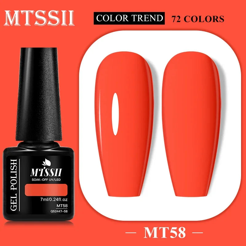 MTSSII 72 Colors 7ml Colorful Gel Nail Polish Nail Supplies Semi Permanent Nail Art Manicure Soak Off LED UV Gel Nail Varnish