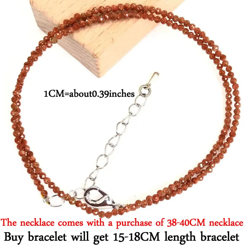 Small Natural Stone Bead Necklace Bracelet for Women, Zircon Tourmaline Pearl Necklace with, Reki Clavicle Chain, Choker, 2-3mm