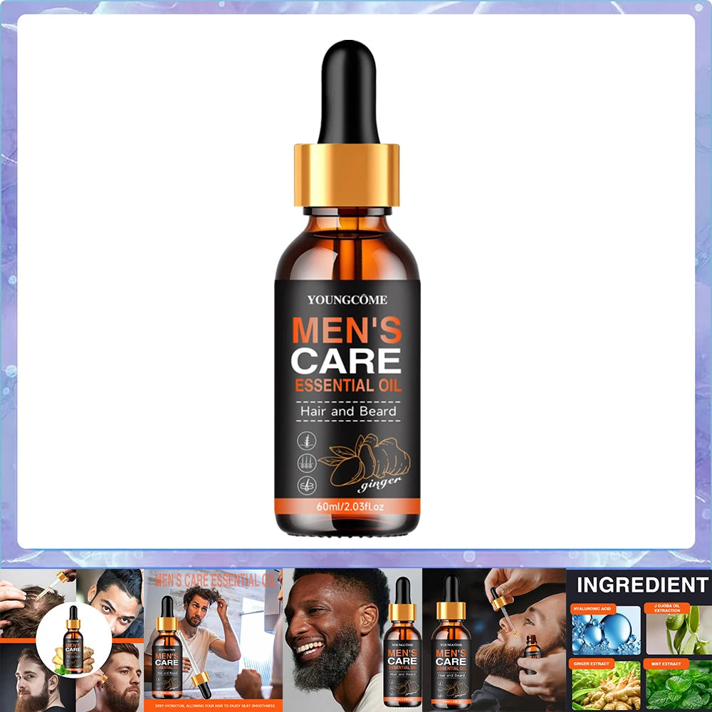 Men Beard Essential Oil Increase Moisturize Soft Smooth Nourish Thicken For Grooming Hair Facial Care Beard Growth Oil Care