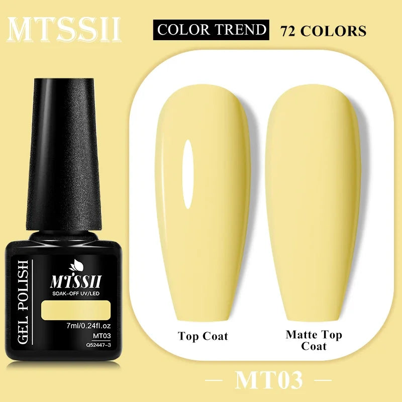 MTSSII 72 Colors 7ml Colorful Gel Nail Polish Nail Supplies Semi Permanent Nail Art Manicure Soak Off LED UV Gel Nail Varnish