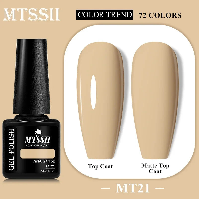MTSSII 72 Colors 7ml Colorful Gel Nail Polish Nail Supplies Semi Permanent Nail Art Manicure Soak Off LED UV Gel Nail Varnish