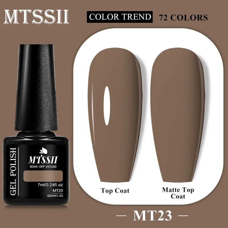MTSSII 72 Colors 7ml Colorful Gel Nail Polish Nail Supplies Semi Permanent Nail Art Manicure Soak Off LED UV Gel Nail Varnish
