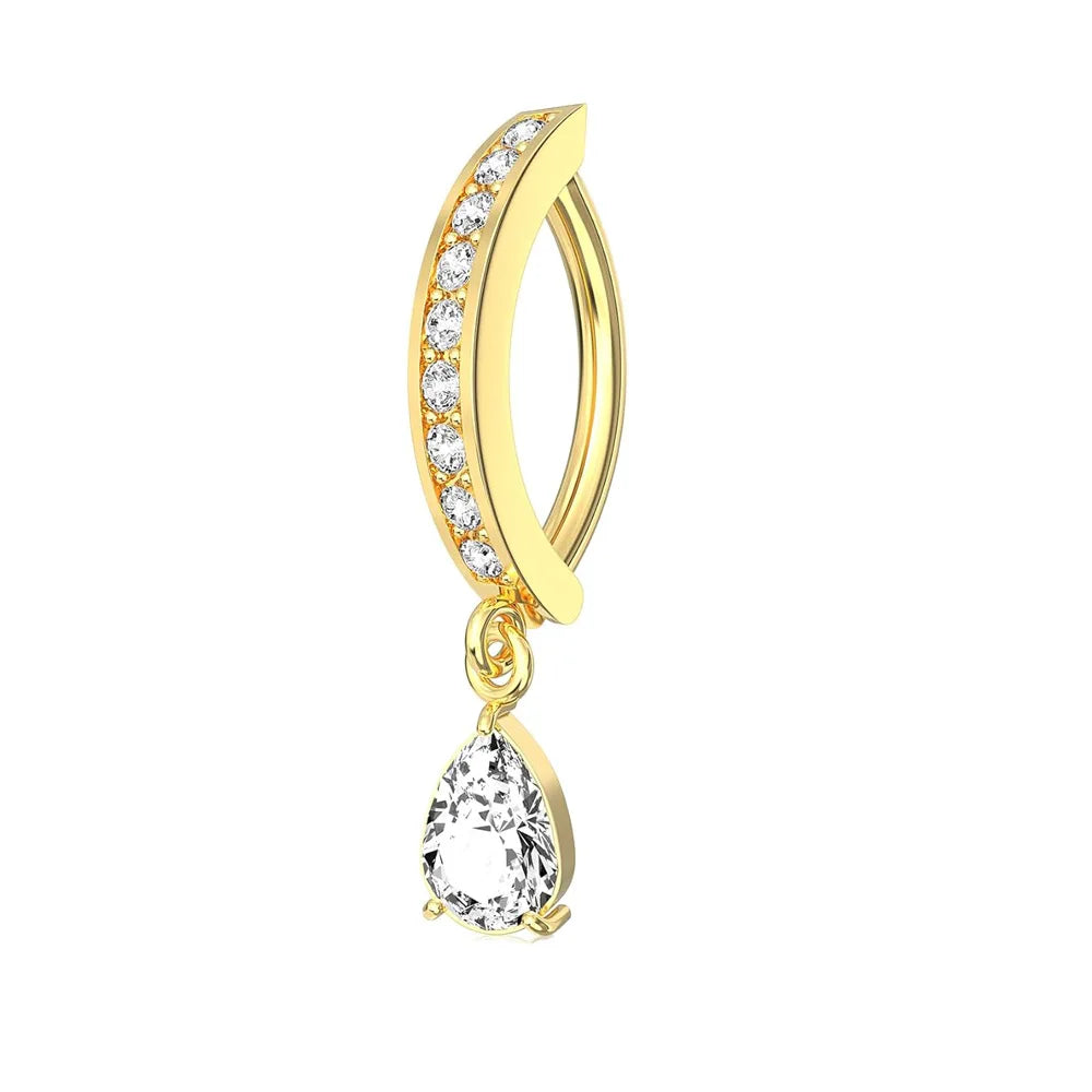 1PCS Drip Belly Button Ring Stainless Steel Crystal Clicker Belly Rings Women Fashion Reverse Navel Piercing Rings Body Jewelry