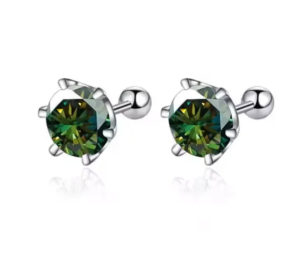 TY 0.3-2CT Moissanite Earrings 925 Sterling Silver Round Cut Stud Earrings Piercing Earrings for Men and Women Fine Jewelry