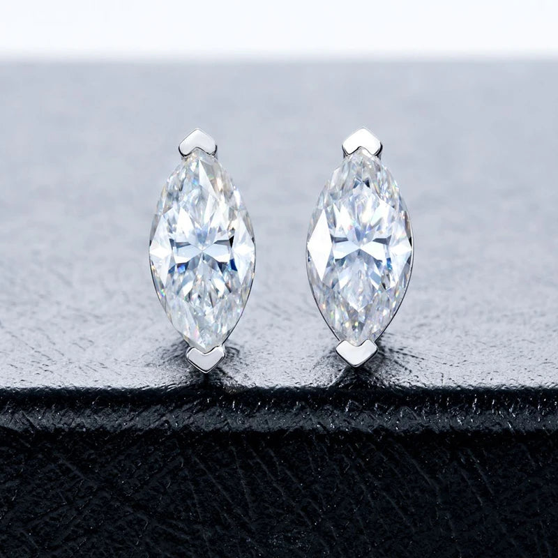 Marquise Cut Moissanite Earrings D VVS1 S925 Silver Plated with GRA Certificate Ladies Earrings Exquisite Wedding Jewelry