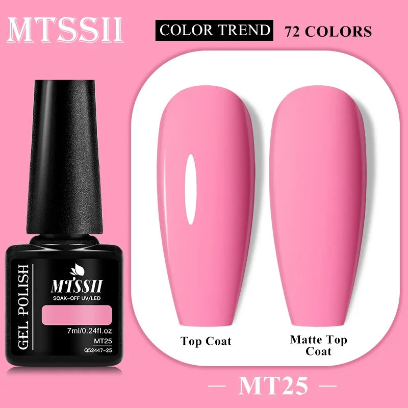 MTSSII 72 Colors 7ml Colorful Gel Nail Polish Nail Supplies Semi Permanent Nail Art Manicure Soak Off LED UV Gel Nail Varnish