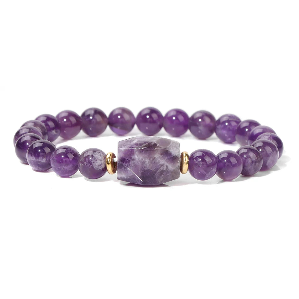 Natural Stone Charm Bracelets For Women Men Amethysts Lapis Lazuli Labradorite White Howlite Elastic Bracelet Jewelry